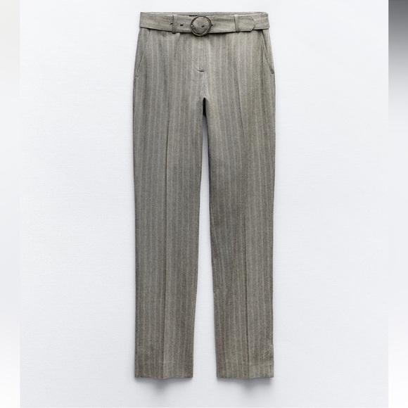 STRAIGHT LEG HERRINGBONE PANTS - Picture 5 of 7